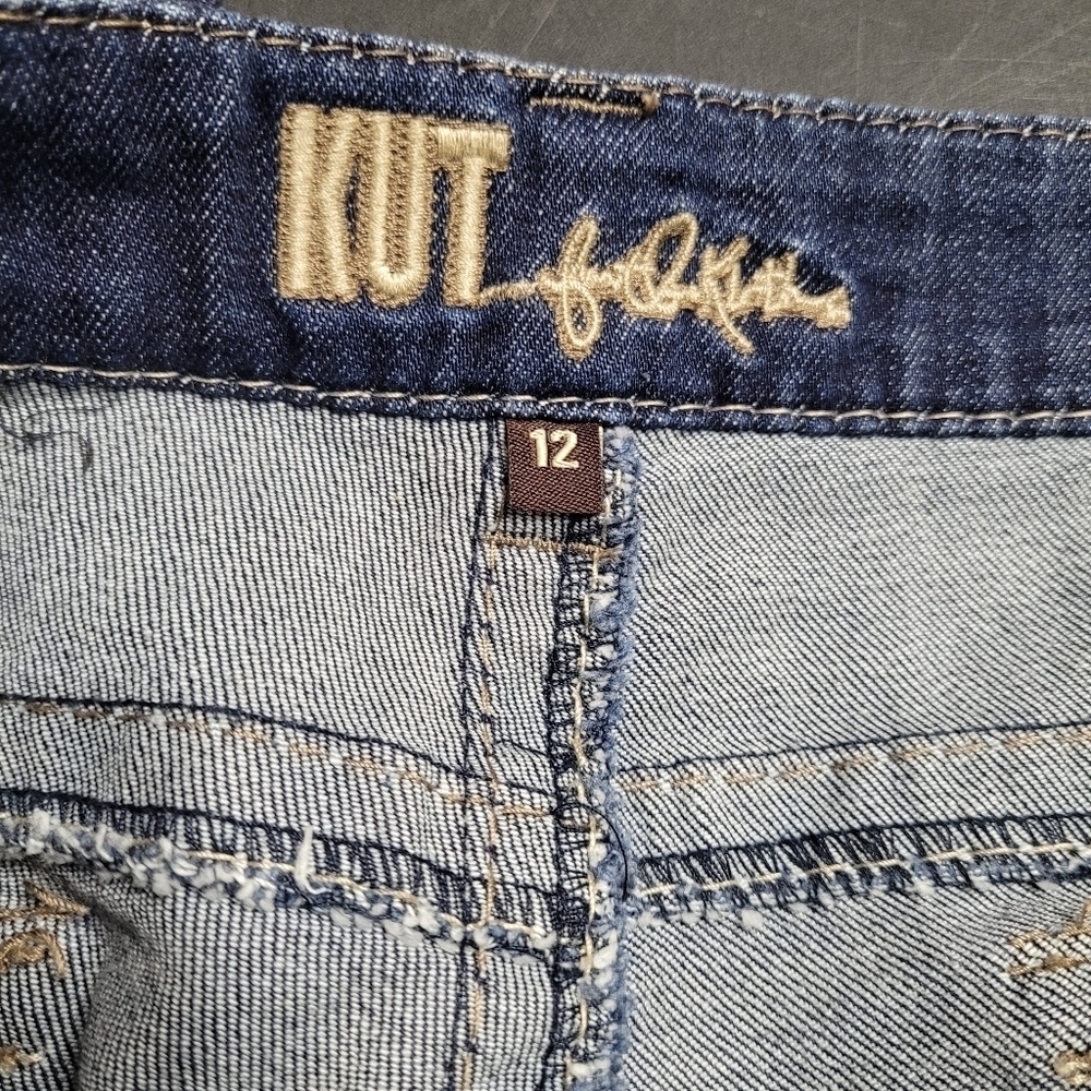 Kut From‎ The Kloth Heavy Stitch Bootcut Blue Denim Jeans Size 12 - Picture 4 of 12